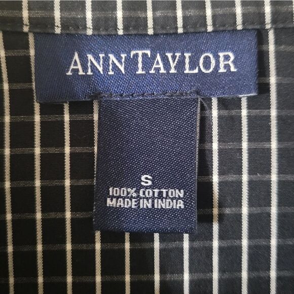 Ann Taylor Black Check Button-Down Shirt - Picture 2 of 14